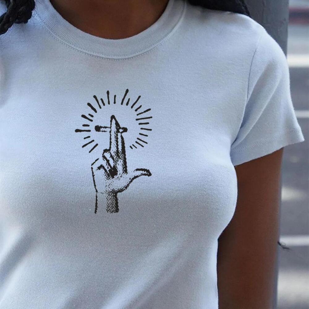 Cigarette Hand Graphic Baby Tee,  Rockstar T-Shirt